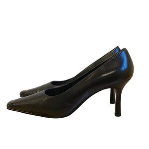 Vintage Feet First Gemina Black Leather Pointed-Toe Heels 6.5 genuine leather